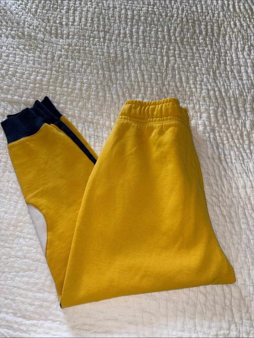 Nike EUC Sweat Pants Navy Yellow Colorblock Design L